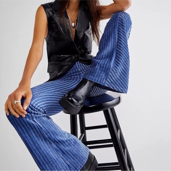 Free People Pants - Slim Pull-On Velvet Flare Pants